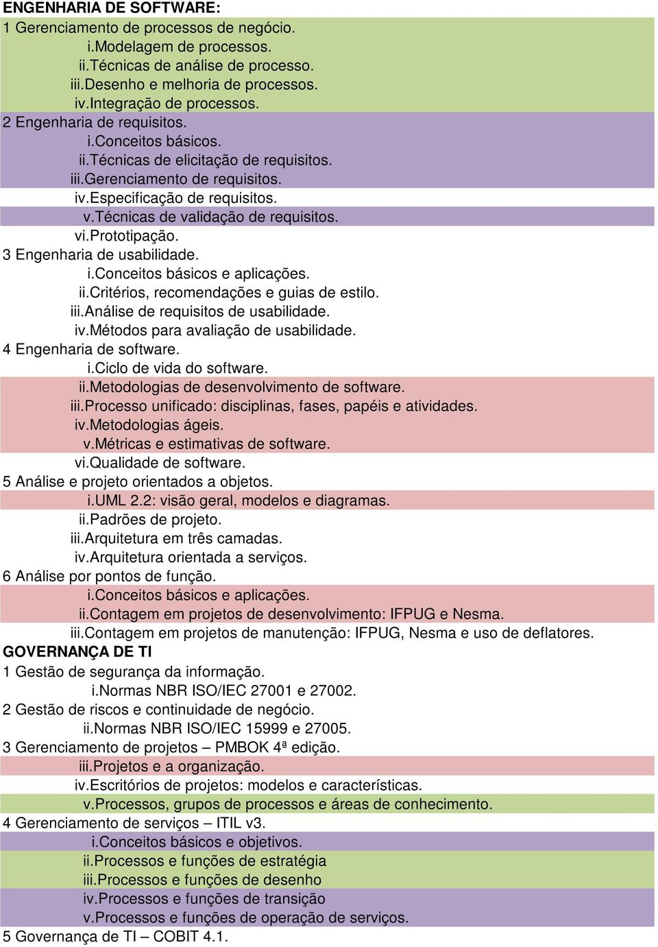 prototipação. 3 Engenharia de usabilidade. i.conceitos básicos e aplicações. ii.critérios, recomendações e guias de estilo. iii.análise de requisitos de usabilidade. iv.