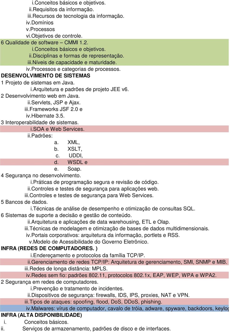 2 Desenvolvimento web em Java. ii.servlets, JSP e Ajax. iii.frameworks JSF 2.0 e iv.hibernate 3.5. 3 Interoperabilidade de sistemas. i.soa e Web Services. ii.padrões: a. XML, b. XSLT, c. UDDI, d.