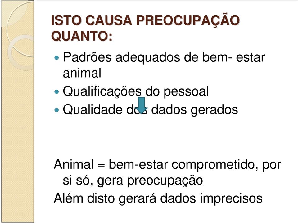 dos dados gerados Animal = bem-estar comprometido, por