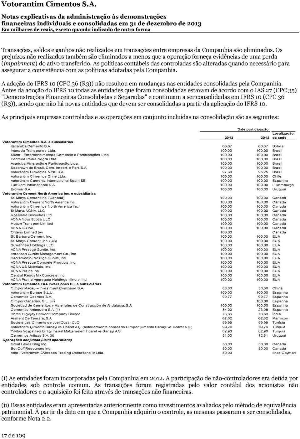 As políticas contábeis das controladas são alteradas quando necessário para assegurar a consistência com as políticas adotadas pela Companhia.