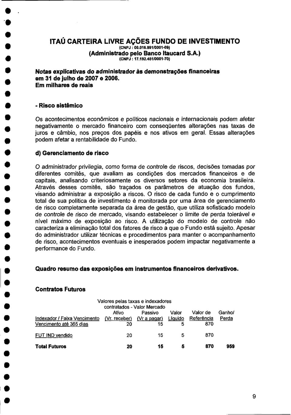 - Risco sistémico Os acontecimentos económicos e políticos nacionais e internacionais podem afetar negativamente o mercado financeiro com consequentes alterações nas taxas de juros e câmbio, nos