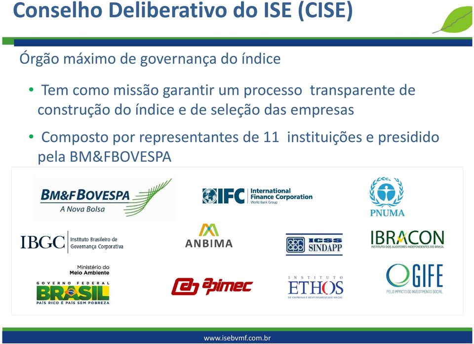 transparente de construção do índice e de seleção das