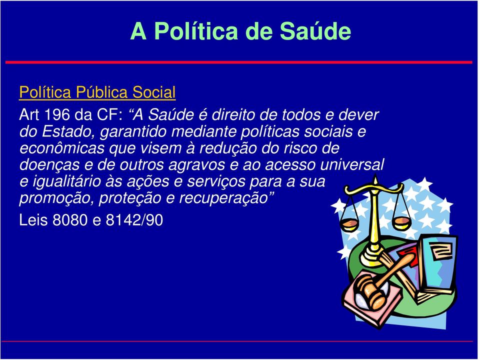 visem à redução do risco de doenças e de outros agravos e ao acesso universal e