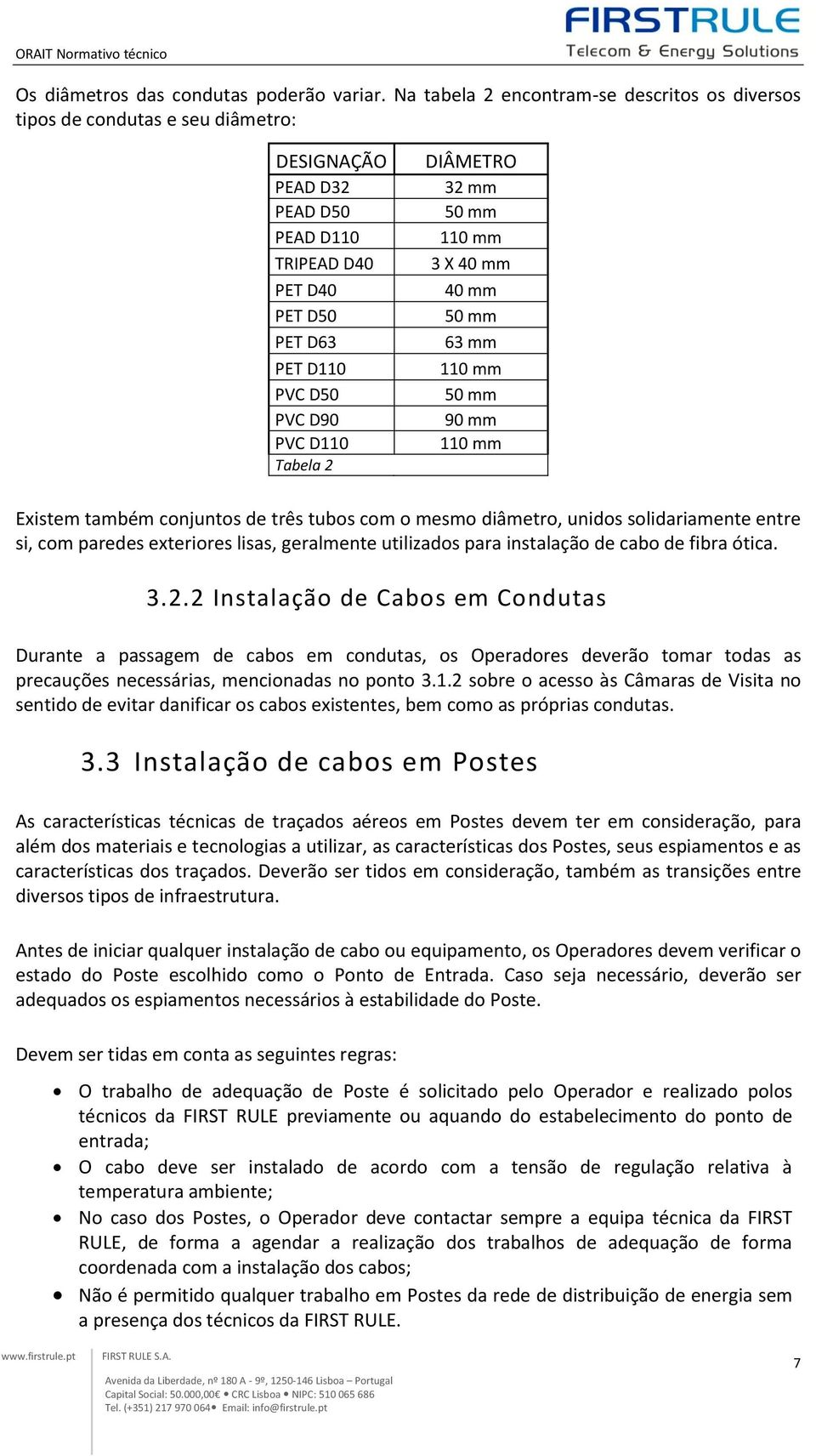 DIÂMETRO 32 mm 50 mm 110 mm 3 X 40 mm 40 mm 50 mm 63 mm 110 mm 50 mm 90 mm 110 mm Existem também conjuntos de três tubos com o mesmo diâmetro, unidos solidariamente entre si, com paredes exteriores