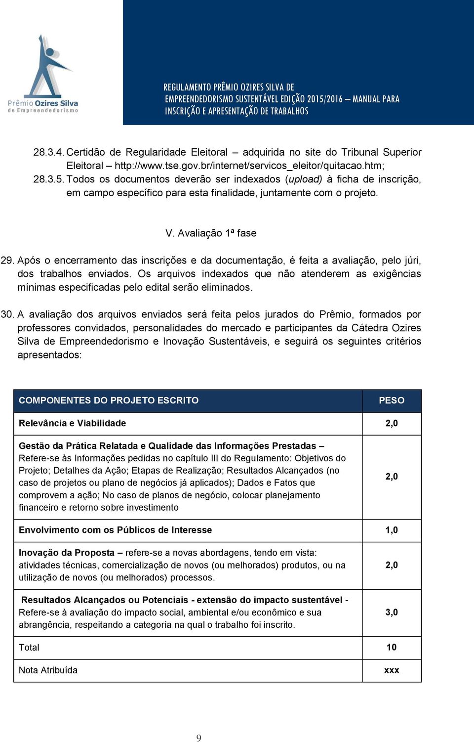 Após o encerramento das inscrições e da documentação, é feita a avaliação, pelo júri, dos trabalhos enviados.