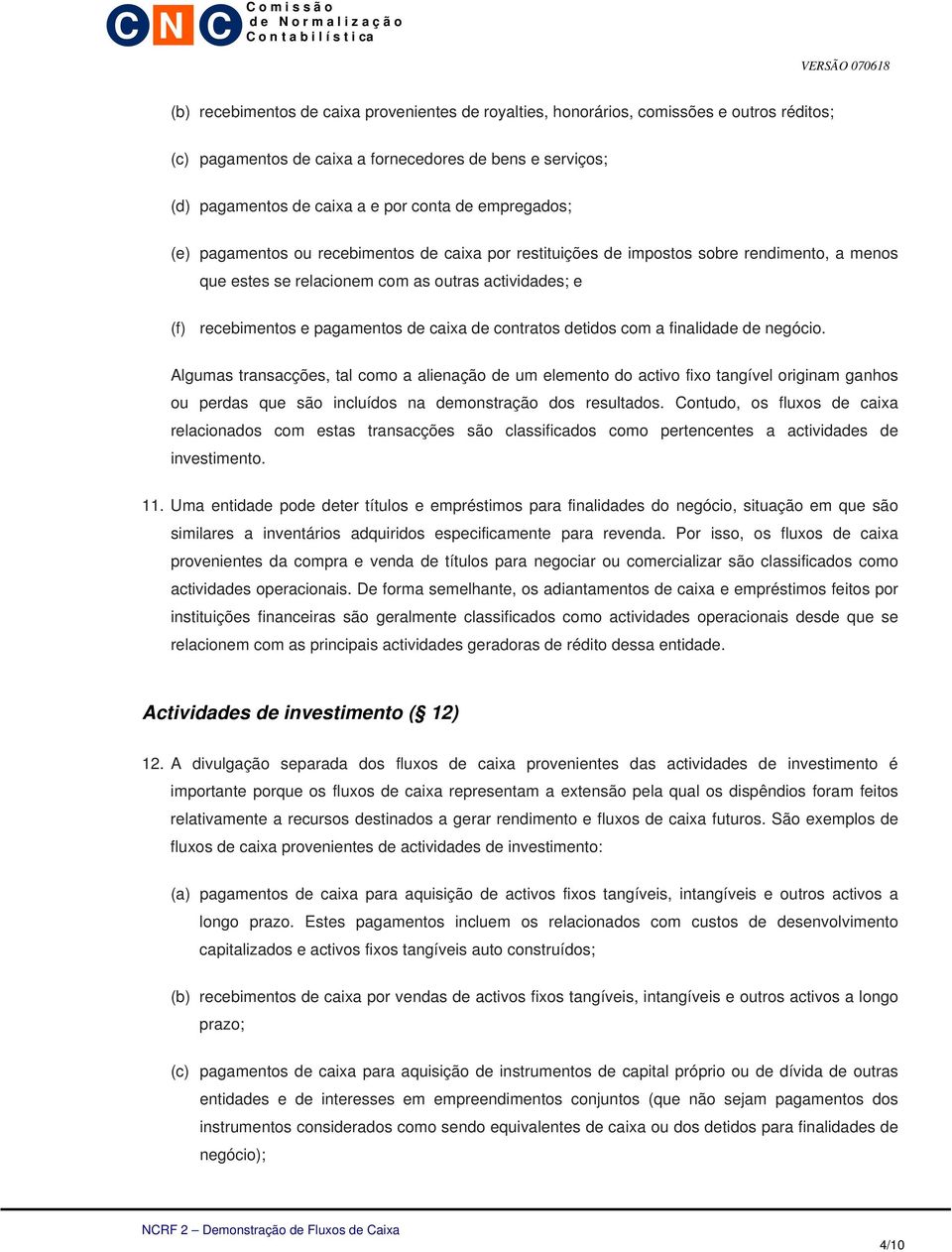 de contratos detidos com a finalidade de negócio.