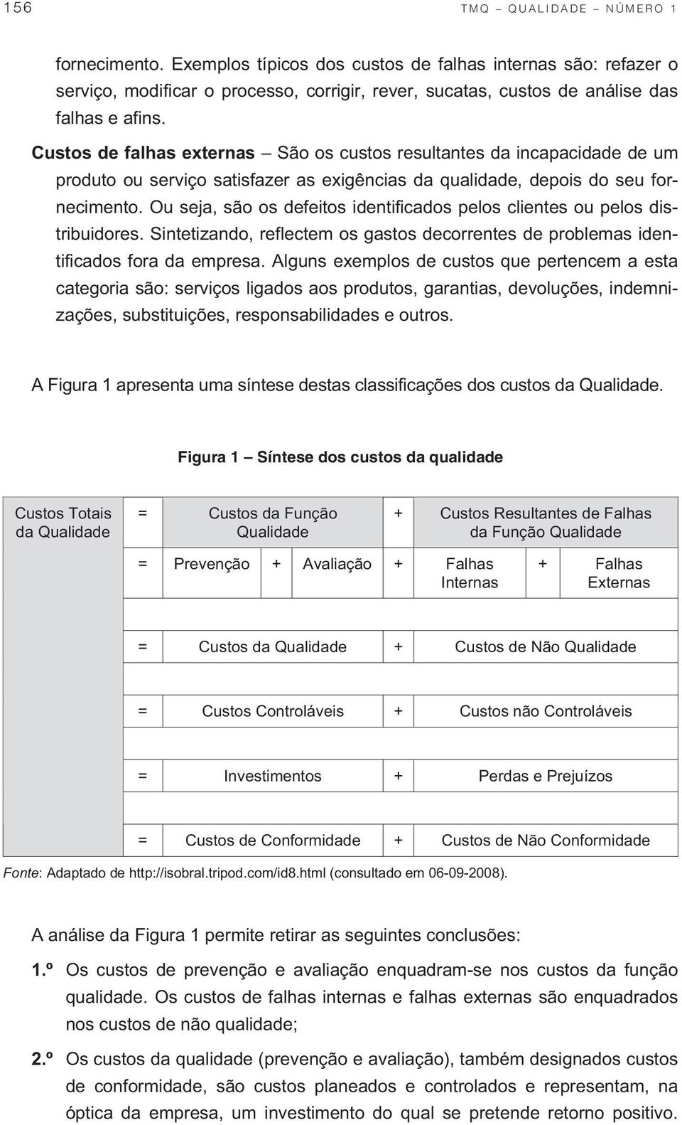 Custos de falhas externas São os custos resultantes da incapacidade de um produto ou serviço satisfazer as exigências da qualidade, depois do seu fornecimento.