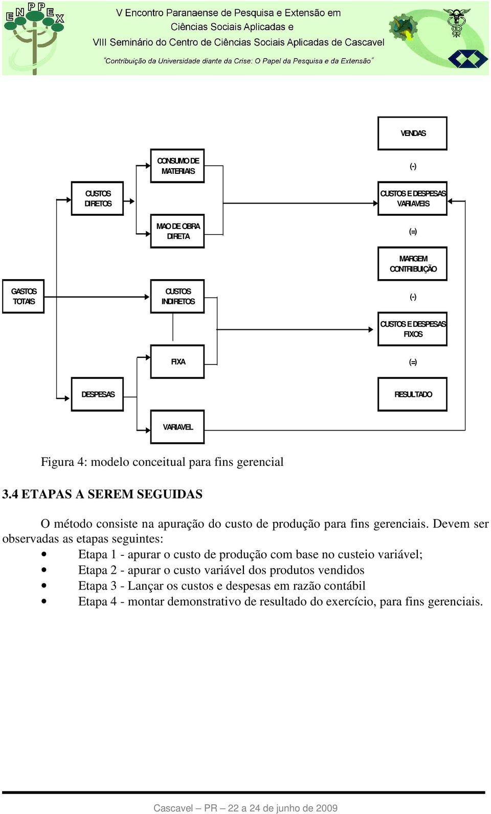 4 ETAPAS A SEREM SEGUIDAS O método consiste na apuração do custo de produção para fins gerenciais.