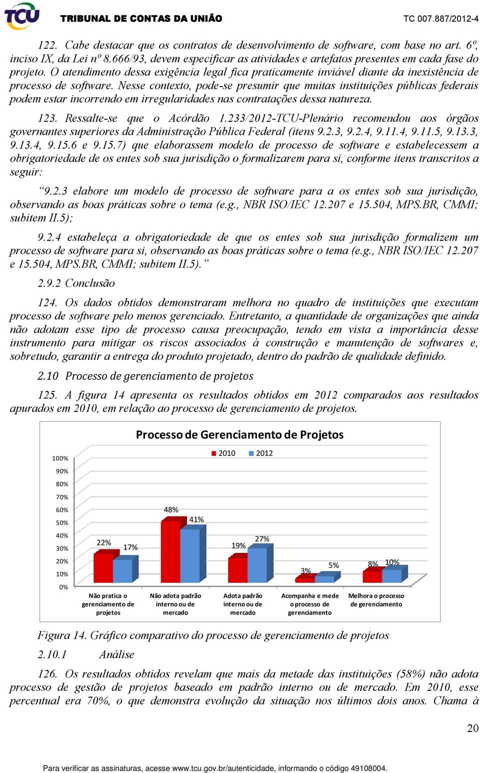 Nesse contexto, pode-se presumir que muitas instituições públicas federais podem estar incorrendo em irregularidades nas contratações dessa natureza. 123. Ressalte-se que o Acórdão 1.