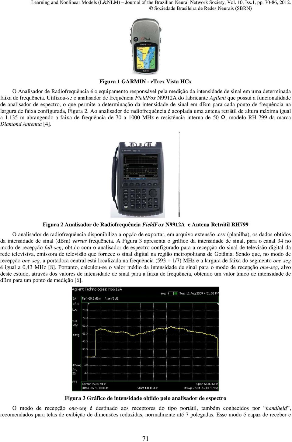 cada ponto de frequência na largura de faixa configurada, Figura 2. Ao analisador de radiofrequência é acoplada uma antena retrátil de altura máxima igual a 1.