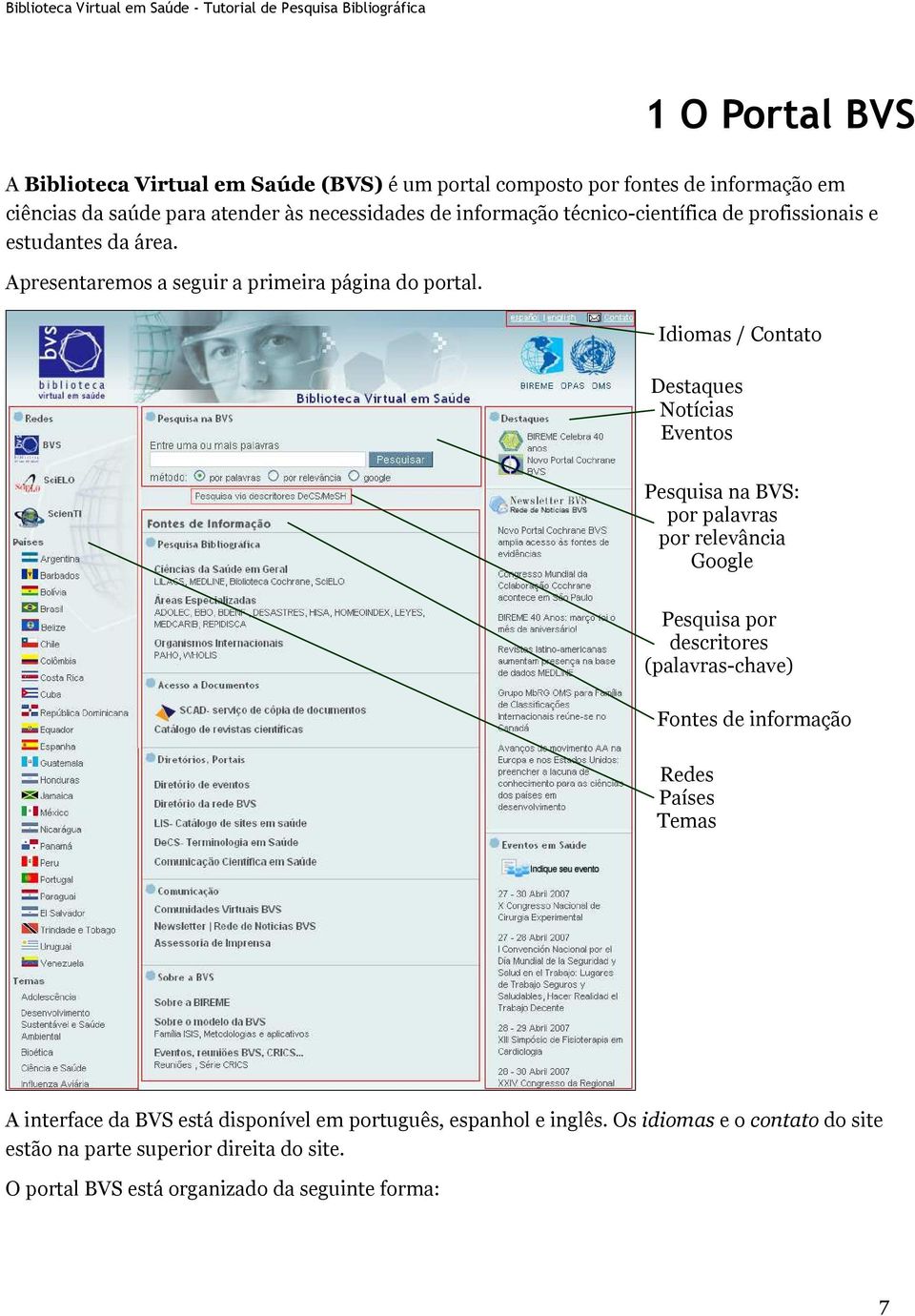 Idiomas / Contato Destaques Notícias Eventos Pesquisa na BVS: por palavras por relevância Google Pesquisa por descritores (palavras-chave) Fontes de informação