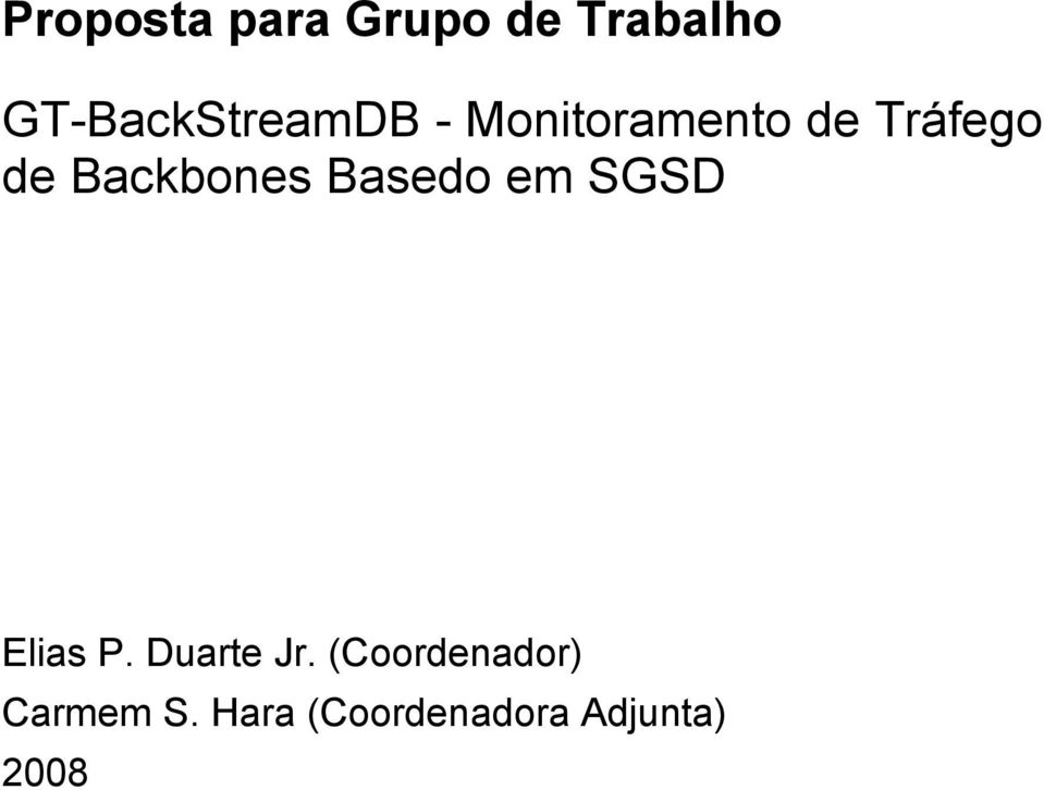 de Backbones Basedo em SGSD Elias P.