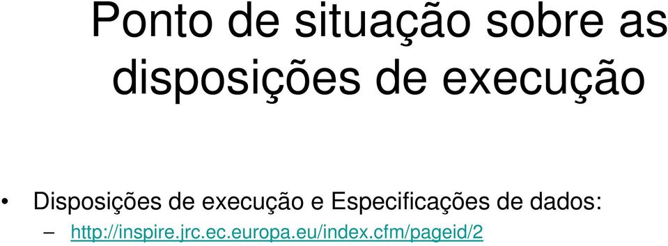 de execução e Especificações de