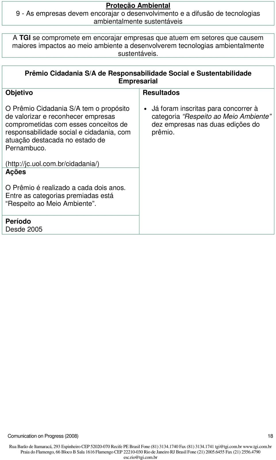 Prêmio Cidadania S/A de Responsabilidade Social e Sustentabilidade Empresarial O Prêmio Cidadania S/A tem o propósito de valorizar e reconhecer empresas comprometidas com esses conceitos de