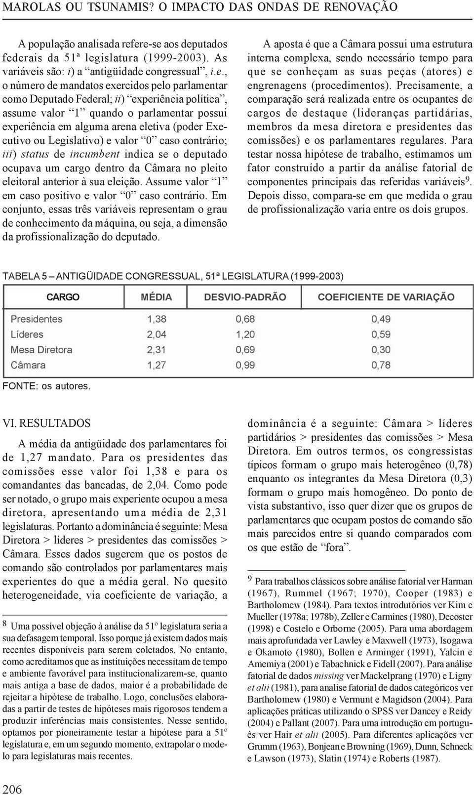 experiência política, assume valor 1 quando o parlamentar possui experiência em alguma arena eletiva (poder Executivo ou Legislativo) e valor 0 caso contrário; iii) status de incumbent indica se o