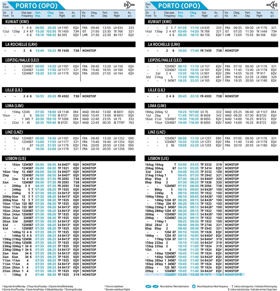 EQV - - 123467 16:2 23:10 LH 1179 EQV FRA 20:0 21: LH 164 EQV LILLE (LIL) - - 246 16: 20:20 FR 402 738 NONSTOP LIMA (LIM) - 1May 1234 07:30 18:00 UX 1148 ER4 MAD 09:40 13:00 IB 661 EQV 16Jun - 2 6