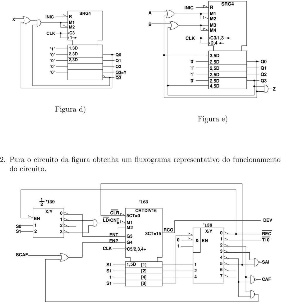 Para o circuito da figura obtenha um fluxograma representativo do funcionamento do circuito.