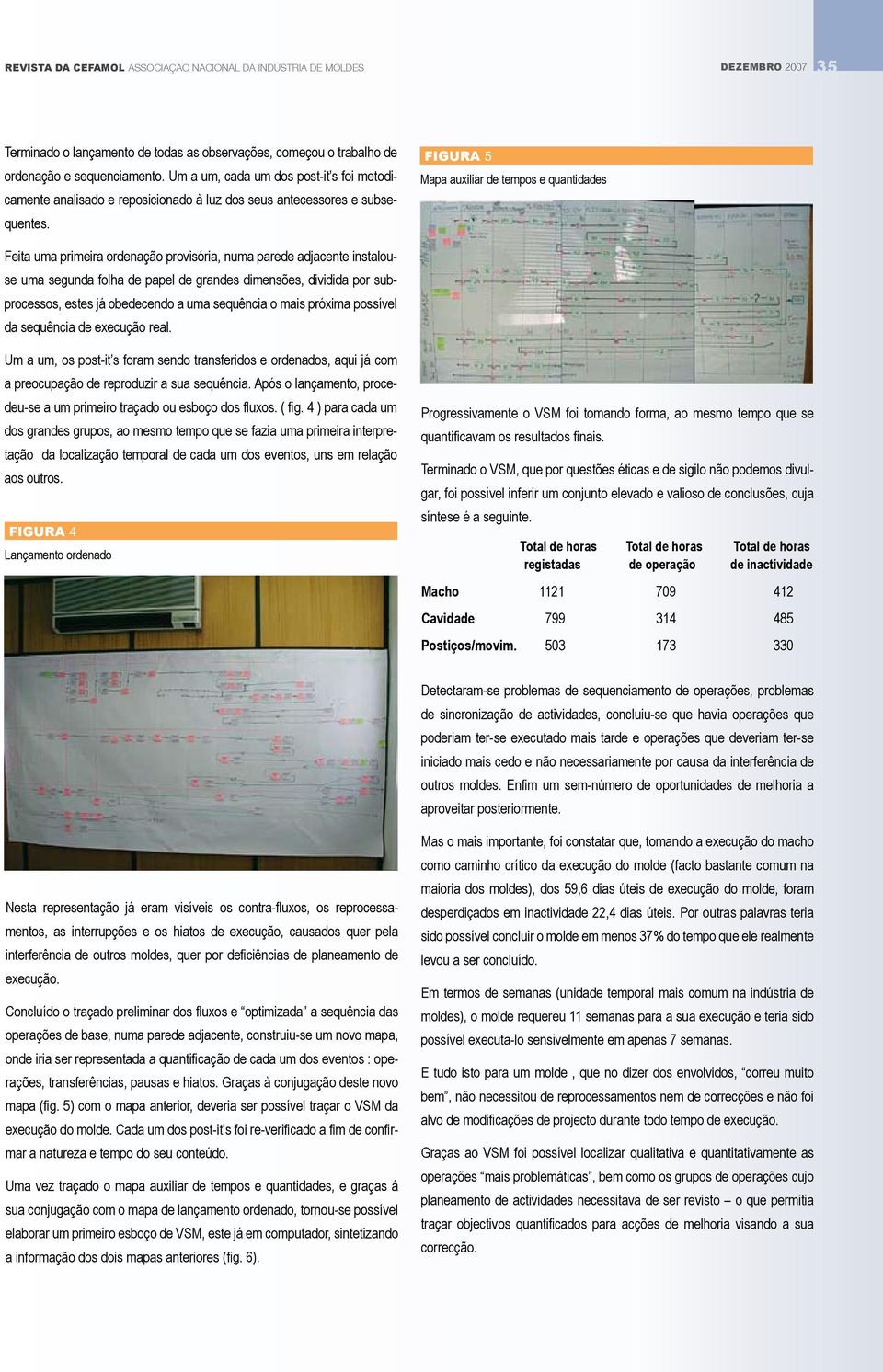 FIGURA 5 Mapa auxiliar de tempos e quantidades Feita uma primeira ordenação provisória, numa parede adjacente instalouse uma segunda folha de papel de grandes dimensões, dividida por subprocessos,