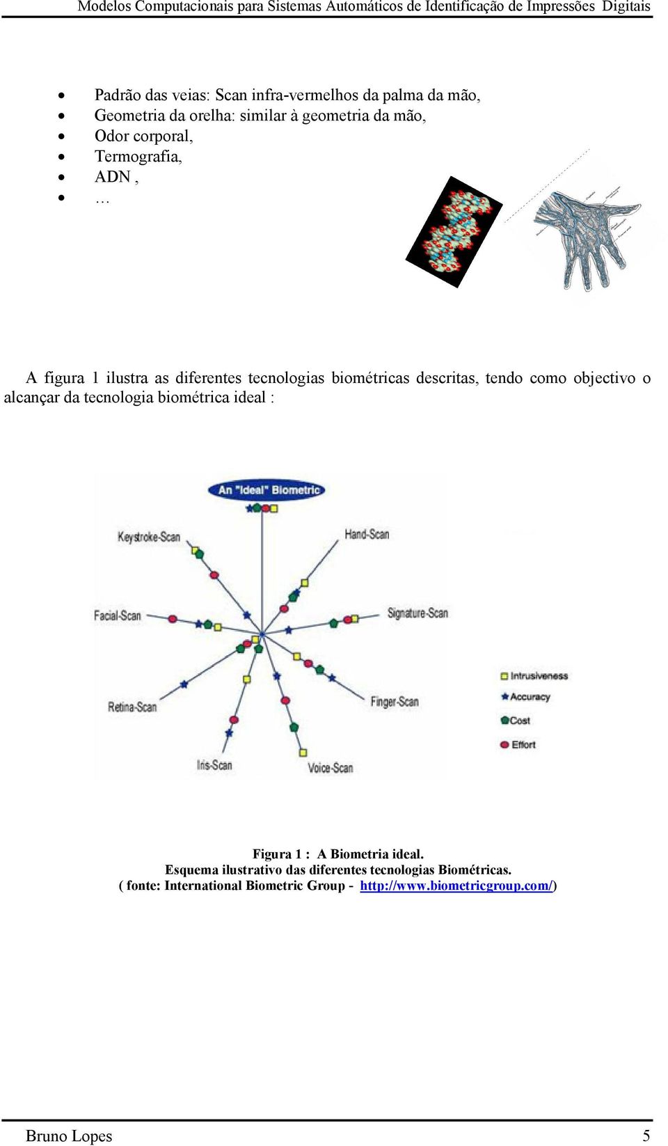 objectivo o alcançar da tecnologia biométrica ideal : Figura 1 : A Biometria ideal.