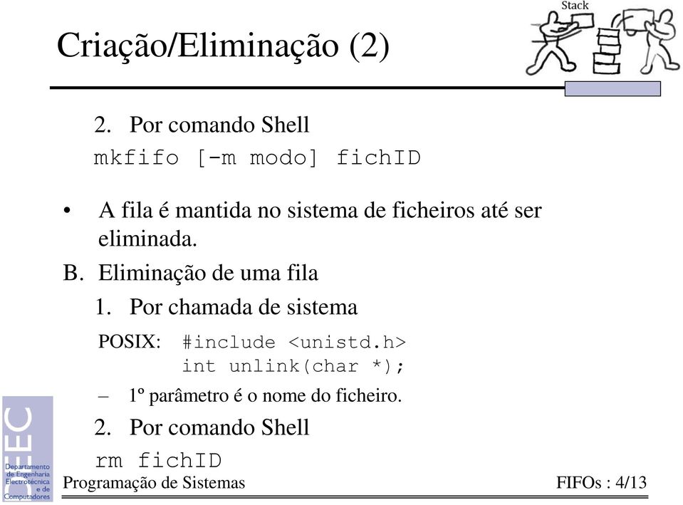 até ser eliminada. B. Eliminação de uma fila 1.