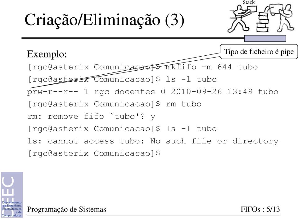 Comunicacao]$ rm tubo rm: remove fifo `tubo'?