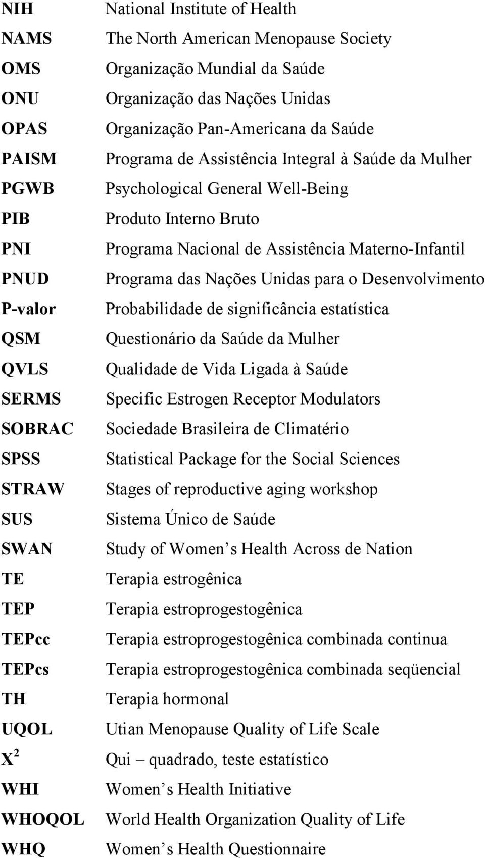 Interno Bruto Programa Nacional de Assistência Materno-Infantil Programa das Nações Unidas para o Desenvolvimento Probabilidade de significância estatística Questionário da Saúde da Mulher Qualidade