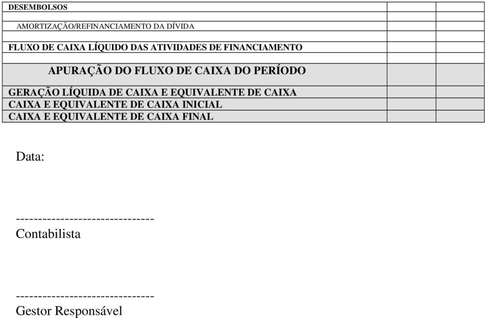 CAIXA DO PERÍODO GERAÇÃO LÍQUIDA DE CAIXA E EQUIVALENTE DE CAIXA