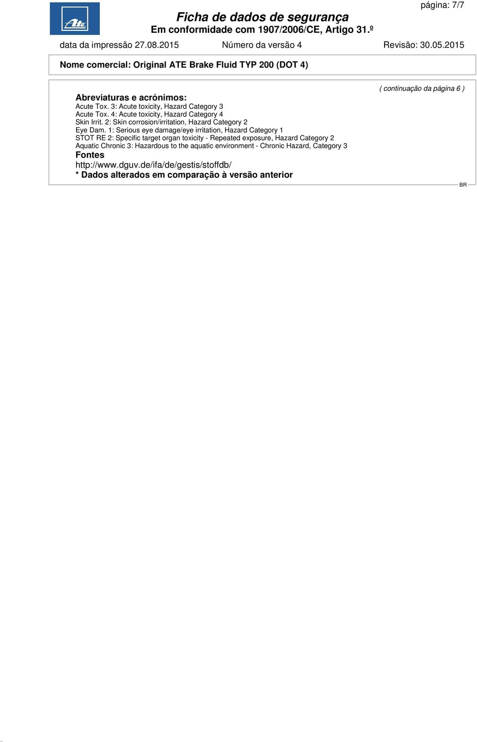 1: Serious eye damage/eye irritation, Hazard Category 1 STOT RE 2: Specific target organ toxicity - Repeated exposure, Hazard Category 2