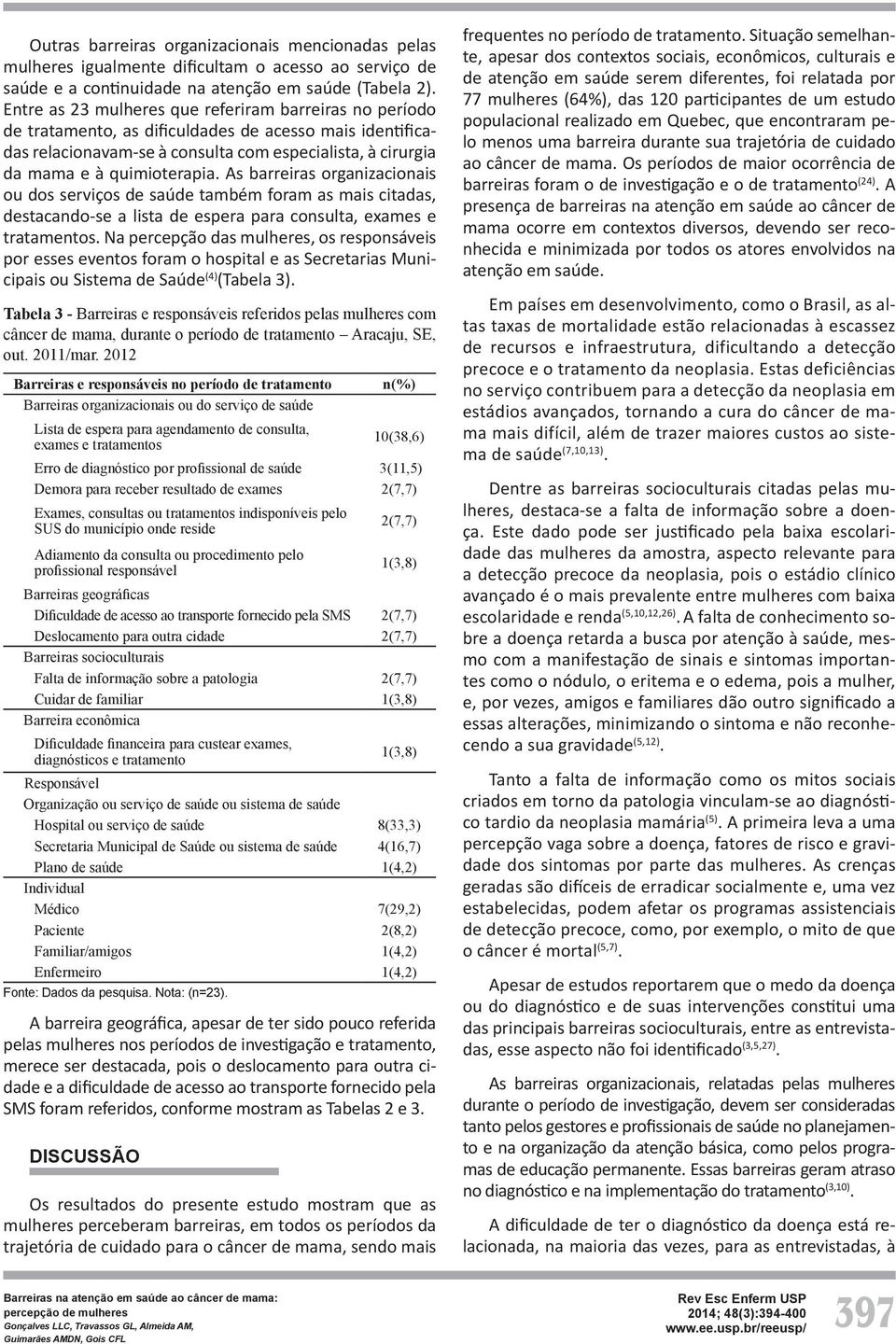 As barreiras organizacionais ou dos serviços de saúde também foram as mais citadas, destacando-se a lista de espera para consulta, exames e tratamentos.