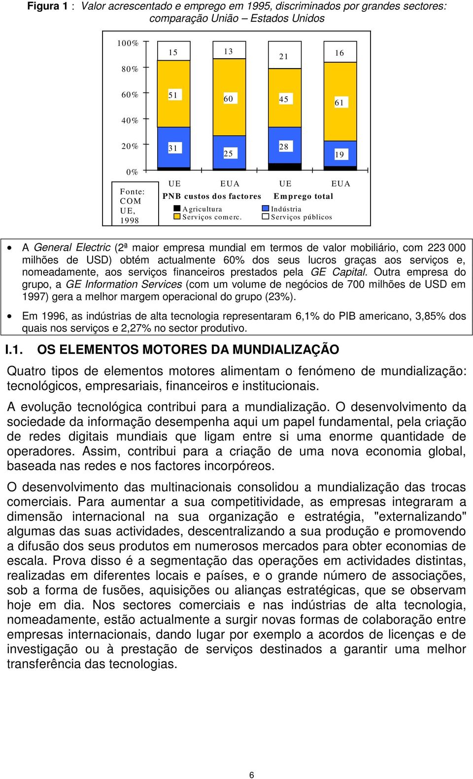 Serviços públicos A General Electric (2ª maior empresa mundial em termos de valor mobiliário, com 223 000 milhões de USD) obtém actualmente 60% dos seus lucros graças aos serviços e, nomeadamente,