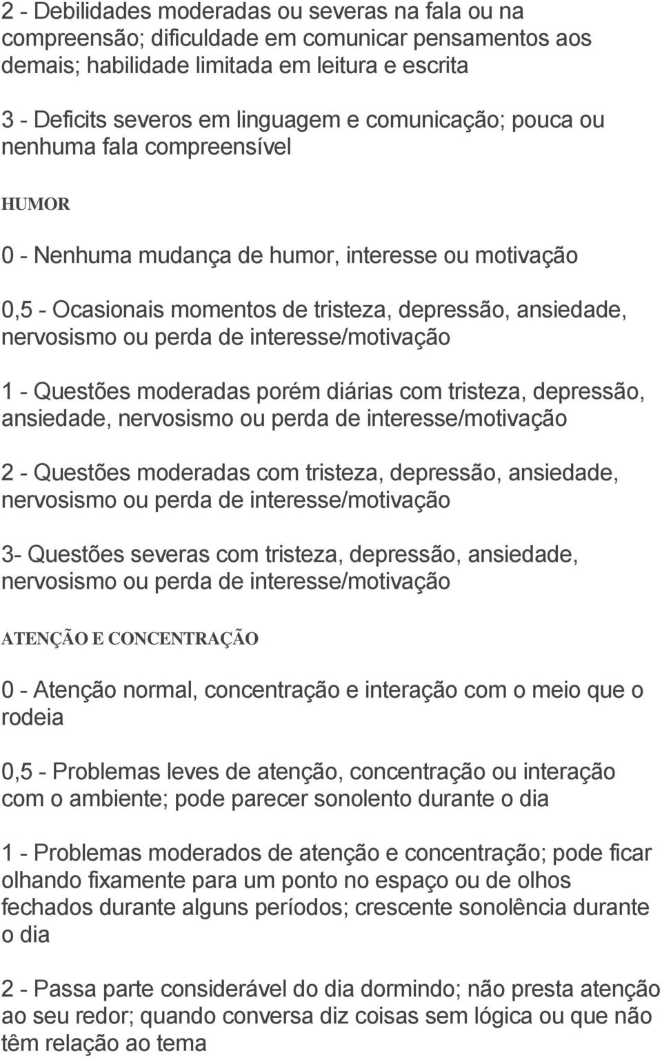 interesse/motivação 1 - Questões moderadas porém diárias com tristeza, depressão, ansiedade, nervosismo ou perda de interesse/motivação 2 - Questões moderadas com tristeza, depressão, ansiedade,