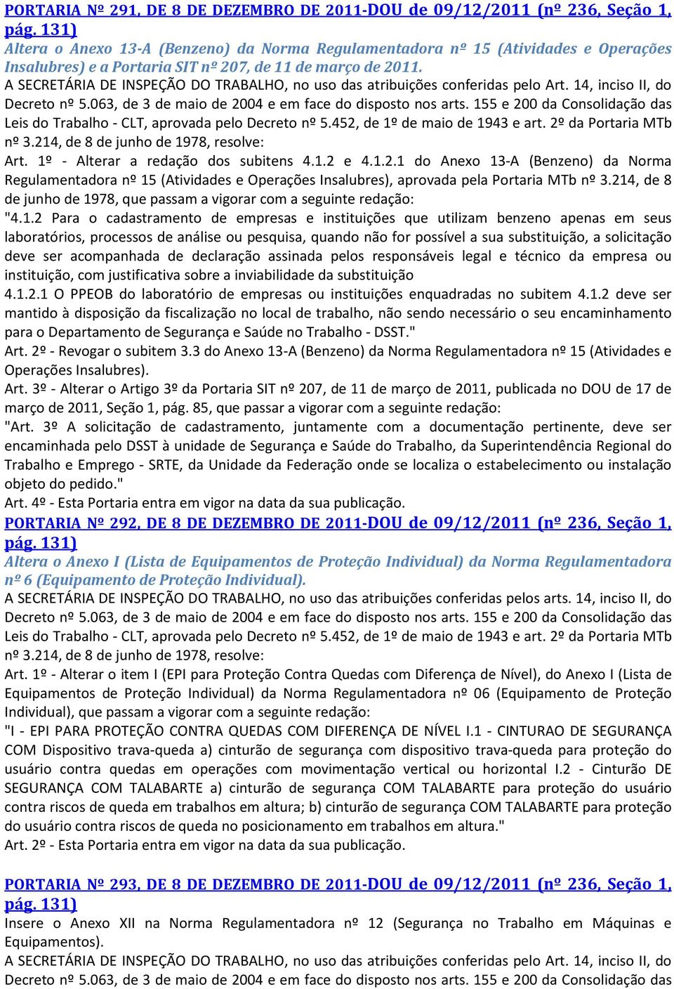 A SECRETÁRIA DE INSPEÇÃO DO TRABALHO, no uso das atribuições conferidas pelo Art. 14, inciso II, do Decreto nº 5.063, de 3 de maio de 2004 e em face do disposto nos arts.