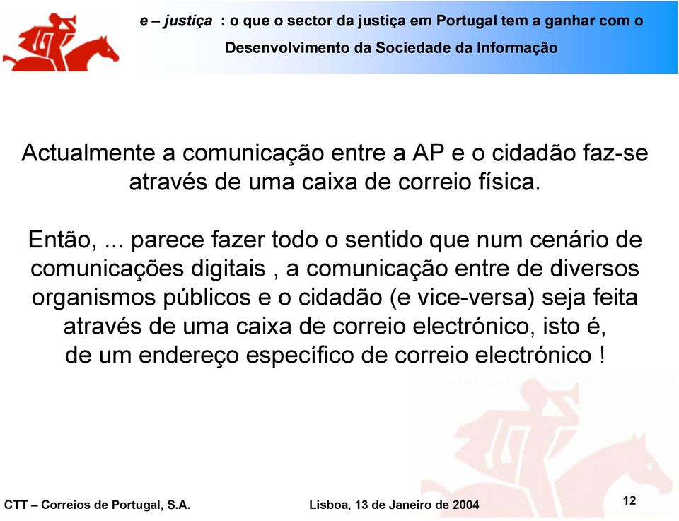 organismos públicos e o cidadão (e vice-versa) seja feita através de uma caixa de correio electrónico, isto