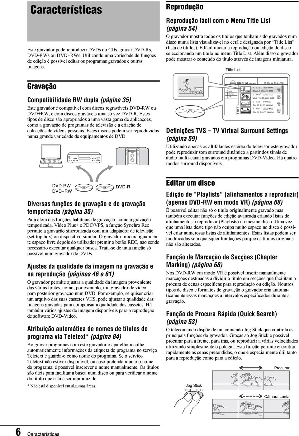 Estes tipos de disco são apropriados a uma vasta gama de aplicações, como a gravação de programas de televisão e a criação de colecções de vídeos pessoais.