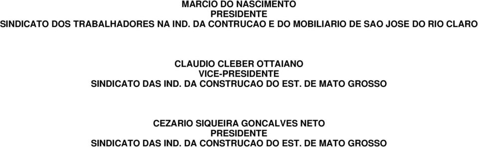 VICE-PRESIDENTE SINDICATO DAS IND. DA CONSTRUCAO DO EST.