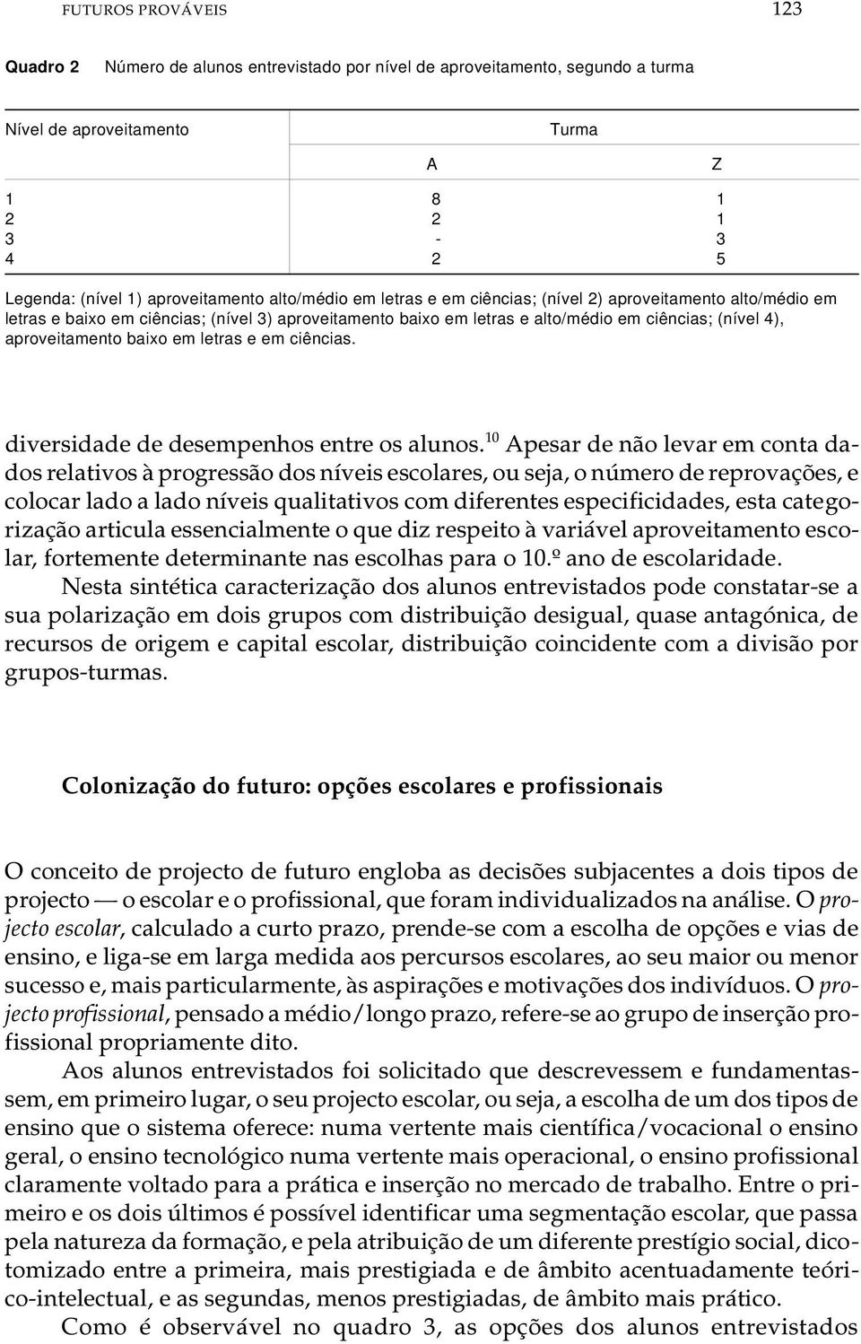 dio em ciên ci as; (ní vel 4), apro ve i ta men to ba i xo em le tras e em ciên ci as. di ver si da de de de sem pe nhos en tre os alu nos.