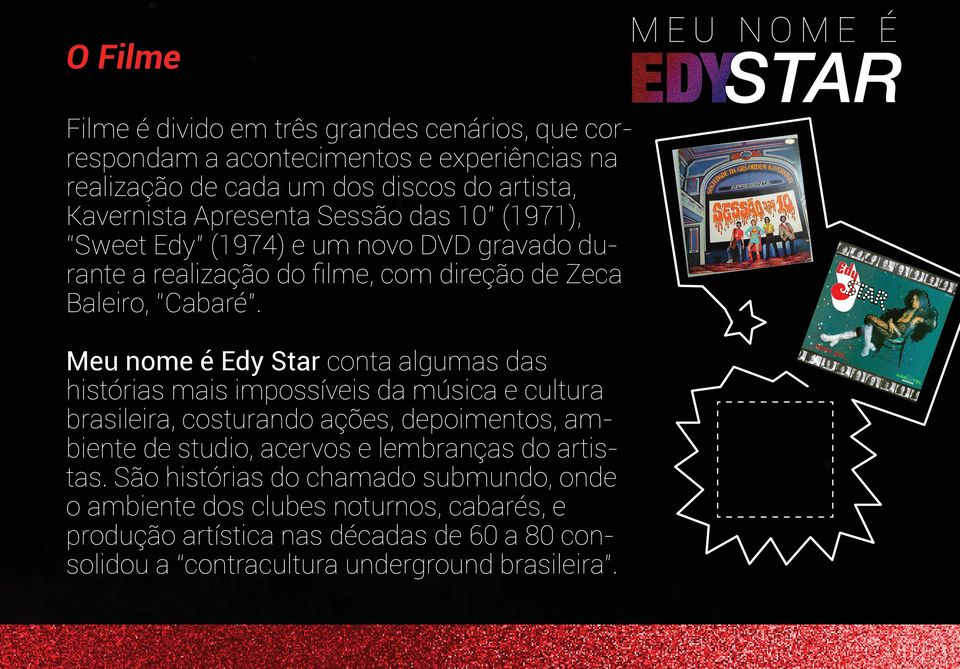 Meu nome é Edy Star conta algumas das histórias mais impossíveis da música e cultura brasileira, costurando ações, depoimentos, ambiente de studio, acervos e