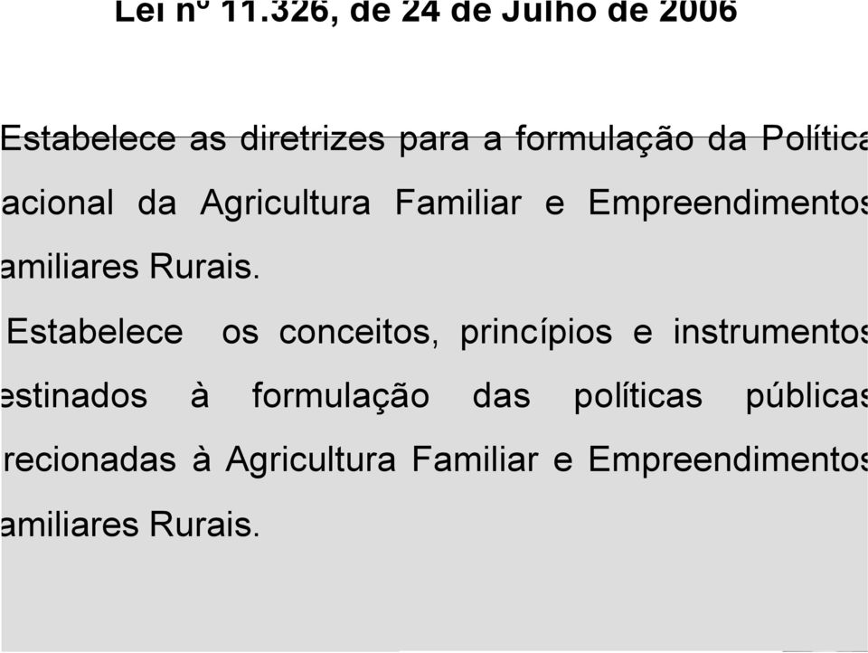 Política cional da Agricultura Familiar e Empreendimentos miliares Rurais.