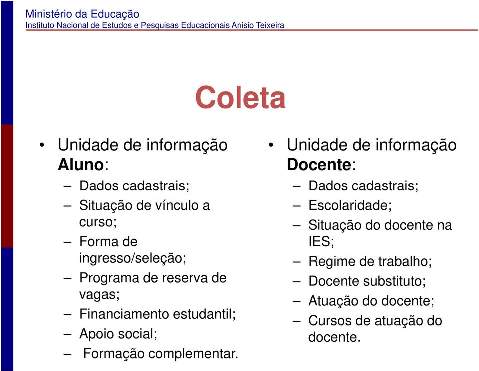 Formação complementar.