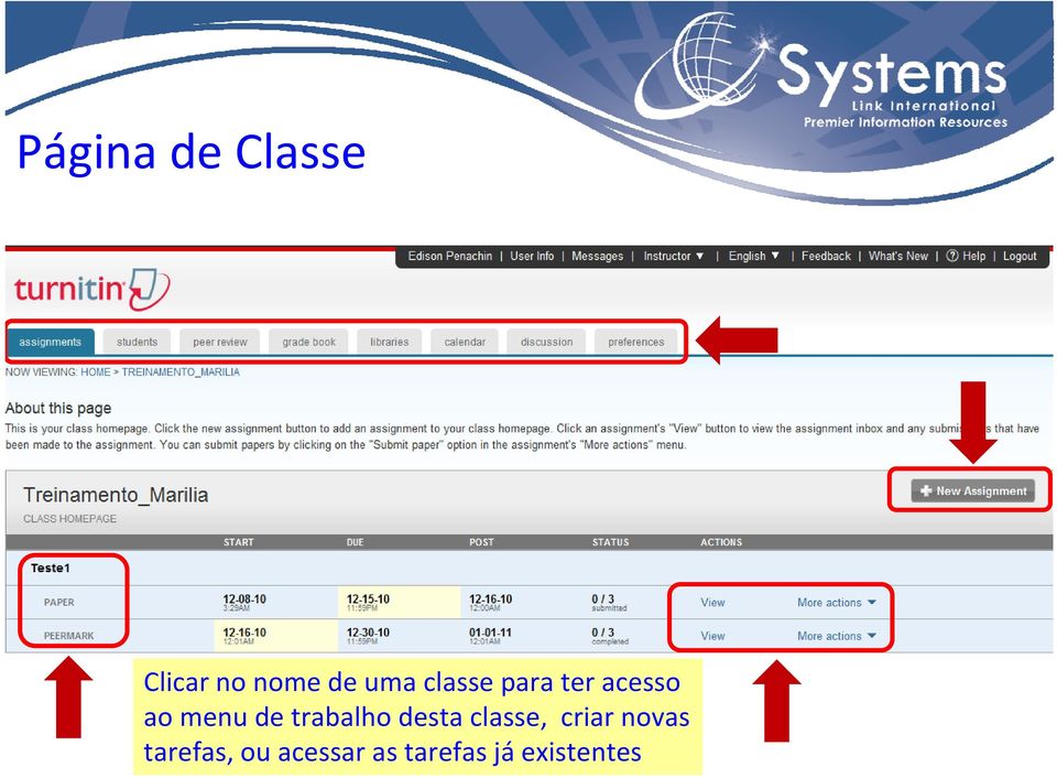 trabalho desta classe, criar novas