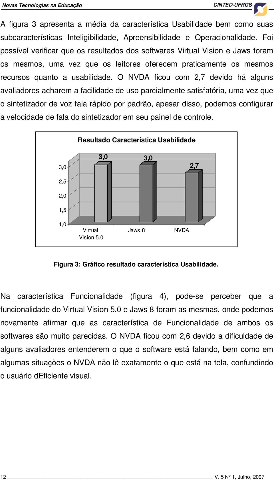 O NVDA ficou com 2,7 devido há alguns avaliadores acharem a facilidade de uso parcialmente satisfatória, uma vez que o sintetizador de voz fala rápido por padrão, apesar disso, podemos configurar a