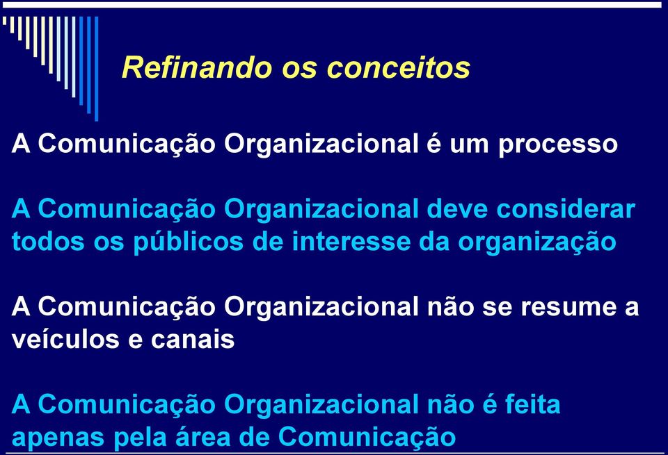 interesse da organização A Comunicação Organizacional não se resume a