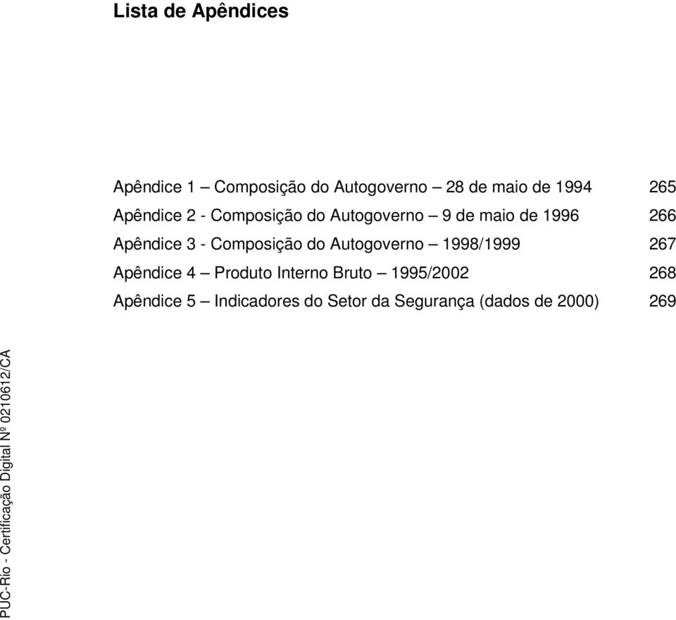 Composição do Autogoverno 1998/1999 Apêndice 4 Produto Interno Bruto