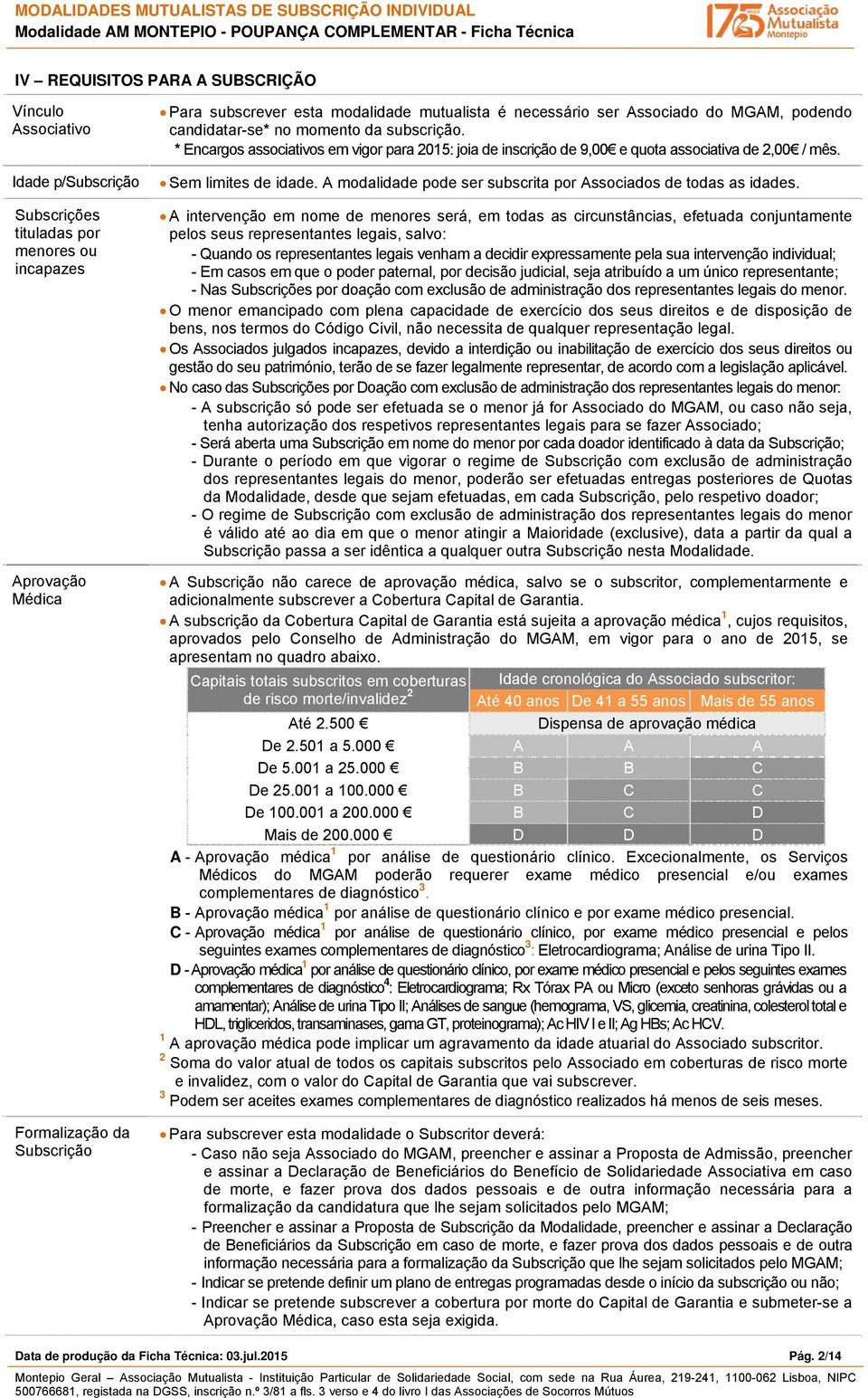 A modalidade pode ser subscrita por Associados de todas as idades.