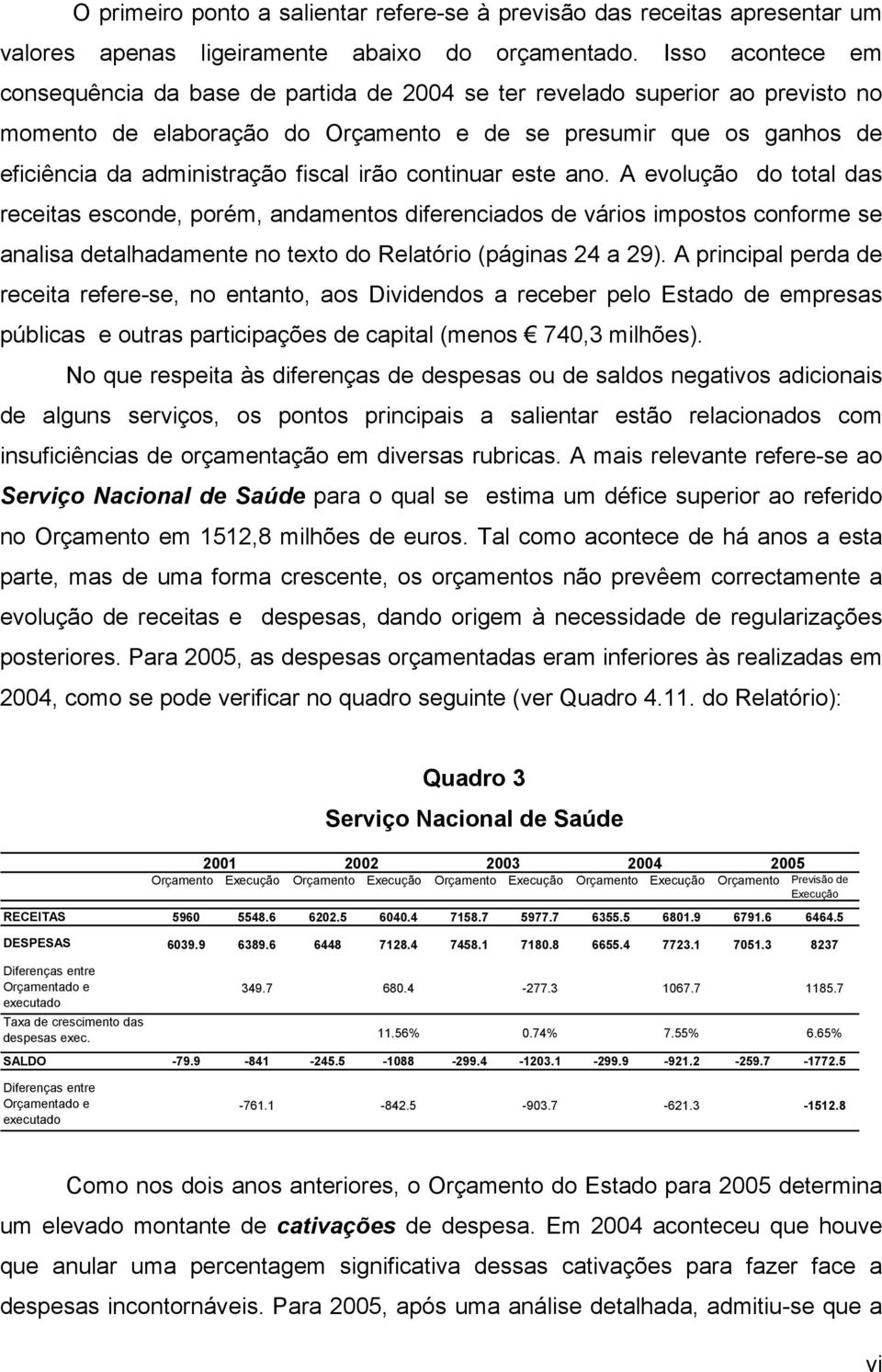 fiscal irão continuar este ano. A evolução do total das receitas esconde, porém, andamentos diferenciados de vários impostos conforme se analisa detalhadamente no texto do Relatório (páginas 24 a 29).