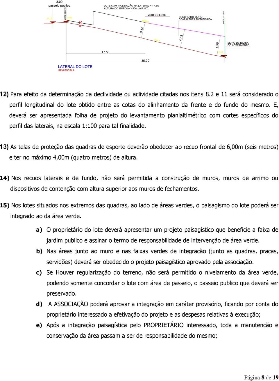 2 e 11 será considerado o perfil longitudinal do lote obtido entre as cotas do alinhamento da frente e do fundo do mesmo.