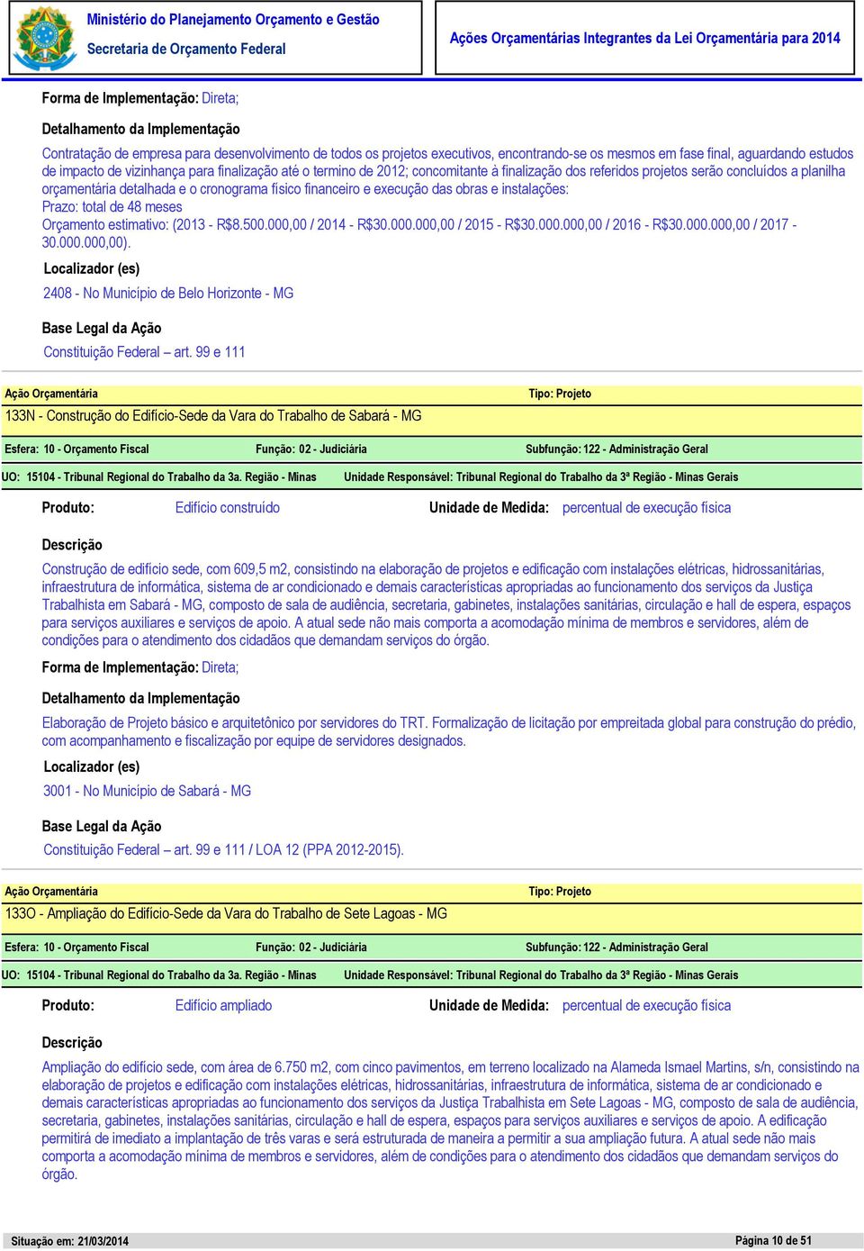 meses Orçamento estimativo: (2013 - R$8.500.000,00 / 2014 - R$30.000.000,00 / 2015 - R$30.000.000,00 / 2016 - R$30.000.000,00 / 2017-30.000.000,00).