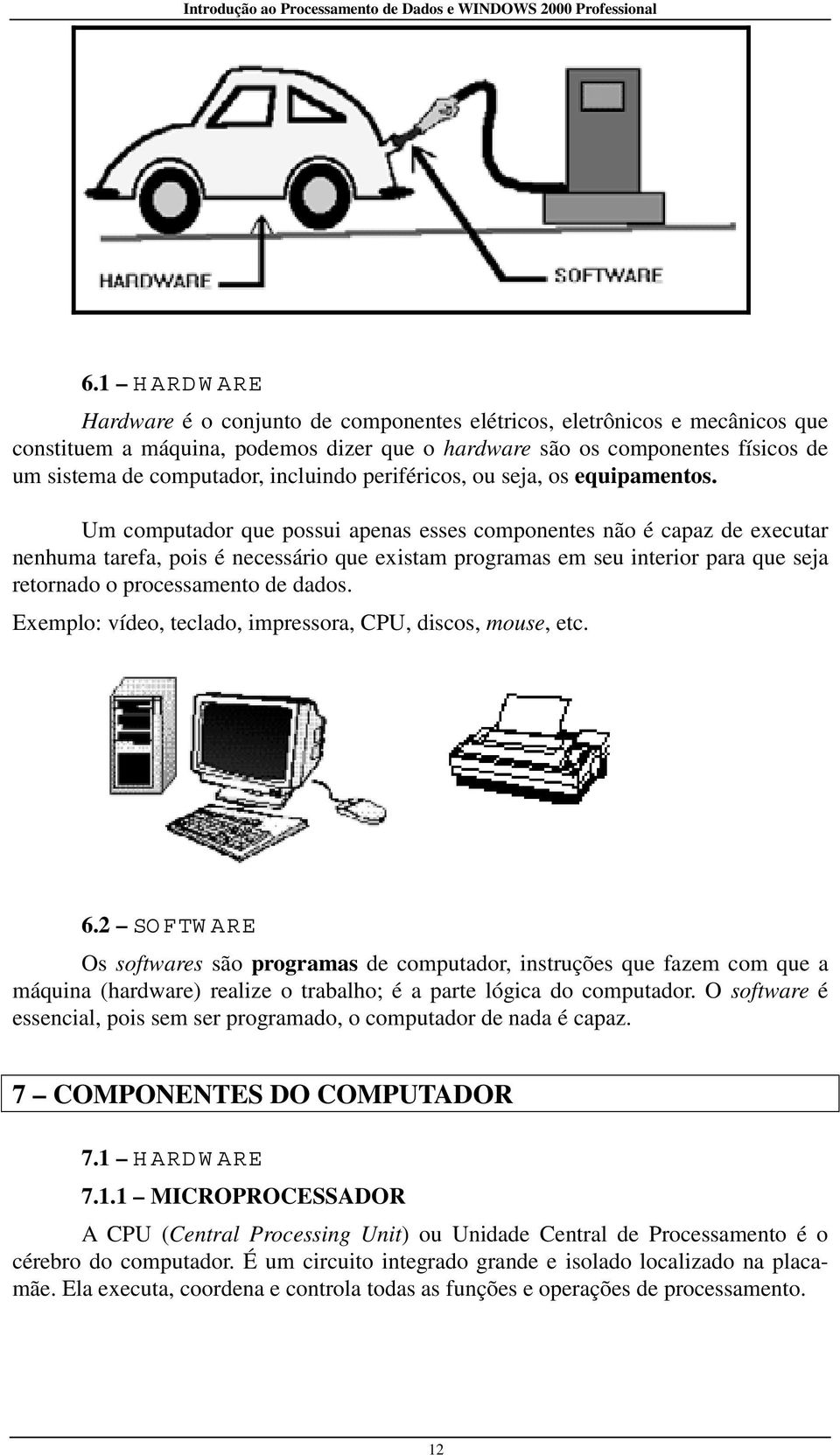 Um computador que possui apenas esses componentes não é capaz de executar nenhuma tarefa, pois é necessário que existam programas em seu interior para que seja retornado o processamento de dados.