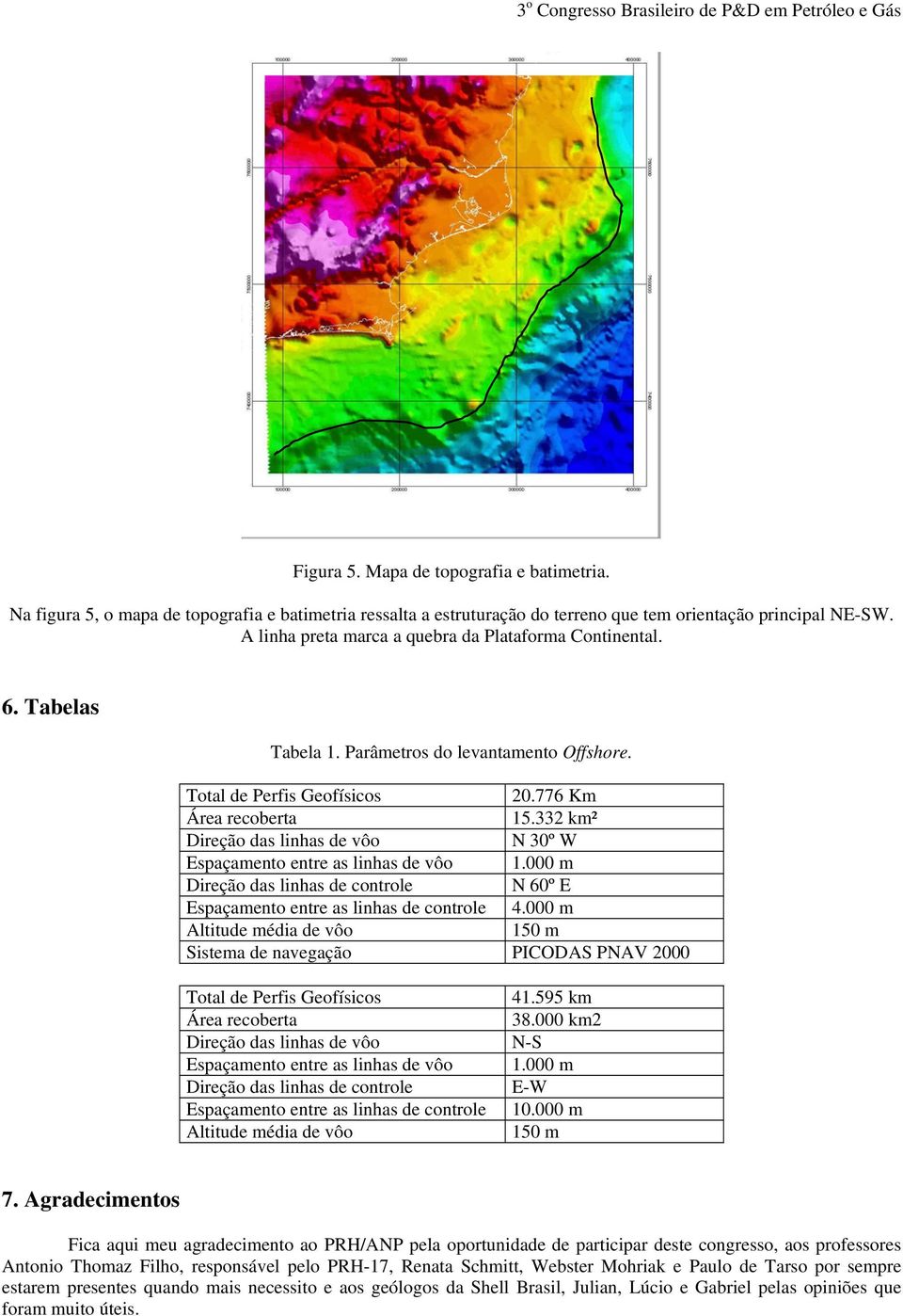 332 km² Direção das linhas de vôo N 30º W Espaçamento entre as linhas de vôo 1.000 m Direção das linhas de controle N 60º E Espaçamento entre as linhas de controle 4.