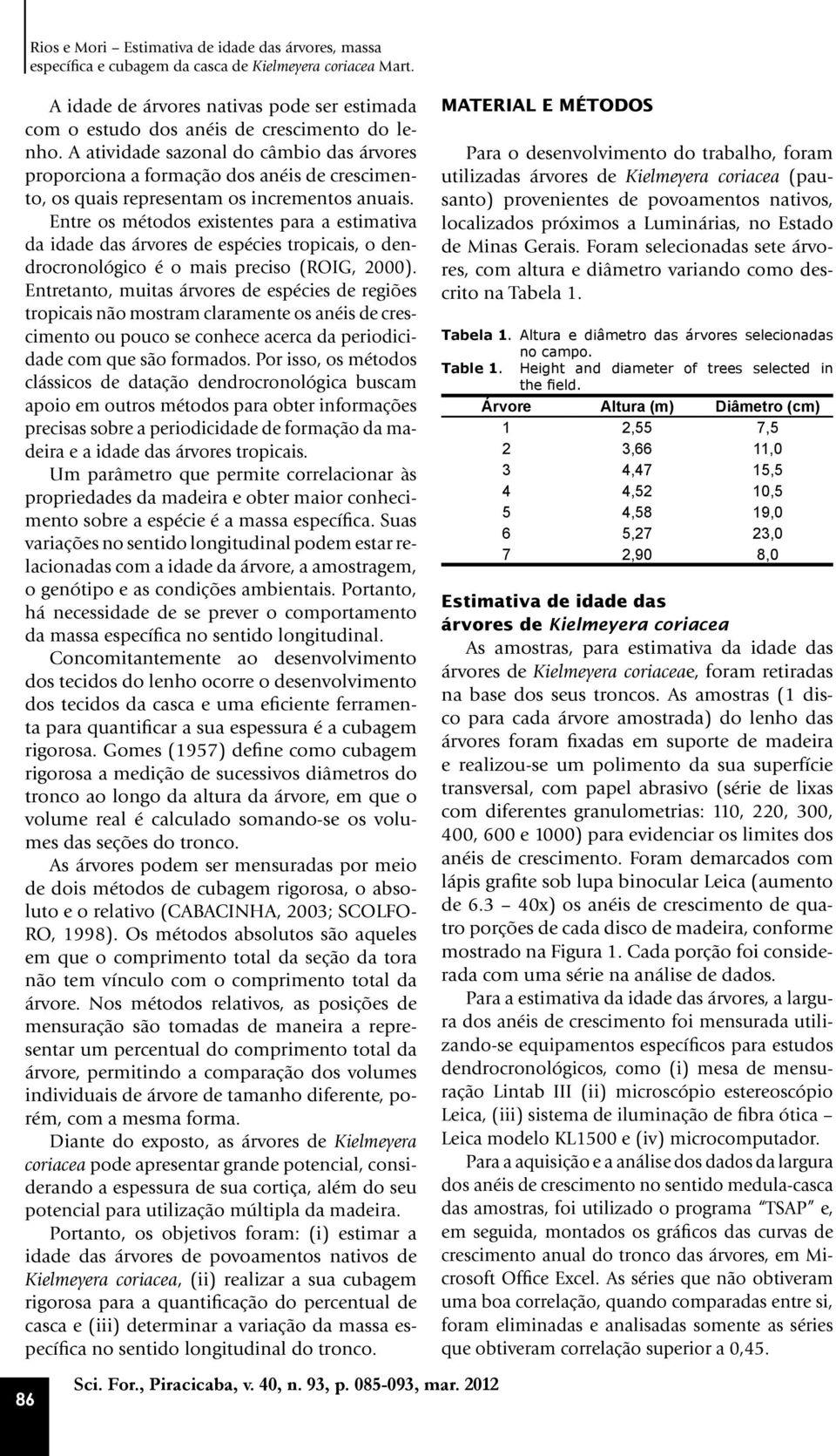 A atividade sazonal do câmbio das árvores proporciona a formação dos anéis de crescimento, os quais representam os incrementos anuais.